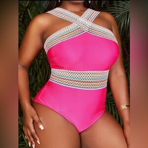 Criss Cross Pink Peep Bathing Suit